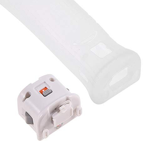 Sharainn Motion Plus Adapter, Motion Plus Sensor Adapter + Soft Silicon Case Cover for Wii Remote Controller External Motion Plus Accessory (white)