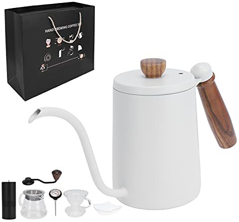KUIKUI 7Pcs/Set Manual Coffee Making Kit, Coffee Grinder Kit Pour Over Pot for Home Use, Gift for Coffee Lovers(beige)