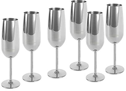 ECHTWERK Sektglas, Champagnerglas, Sektkelche aus Edelstahl, Unzerbrechliche Gläser, Partygläser für Hochzeit/Geburtstag/Picknick, Geschenkset, 6-tlg, 250 ml, Gold-Edition