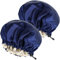 2PCS Satin Sleep Cap,Adjustable Double-Sided Sleep Bonnet,Bonnet Cap for Sleep (2 BLUE)