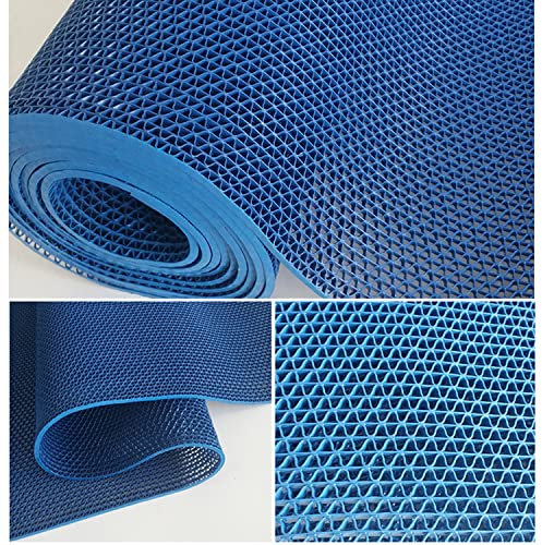 ybaymy Drainage Mats Non Slip Drainage Rubber Mat 0.9x3m Anti Slip Outdoor Matting Floor Wet Area Commercial Floor Mat Swimming Pool 5.5mm Thick Blue