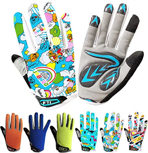 LOVMEAD Fahrradhandschuhe Kinder für Jungen Mädchen Alter 4-12, MTB Handschuhe Paar Outdoor Sport Rennrad Fahrrad Bike Handschuhe Frühling Sommer (S, Himmelblau)