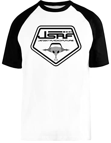 Jet Set Radio Future - Logo Weißes Baseball T-Shirt Kurze Ärmel Unisex Größe XL White Baseball Tee Size XL