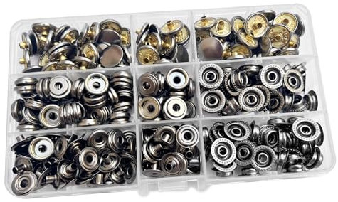 Druckknöpfe Φ15mm 80set Schwarz Messing Nähzubehör Buttons Knöpfe zum Annähen Metall Snaps für DIY Basteln Stoff, Kleidung Taschen