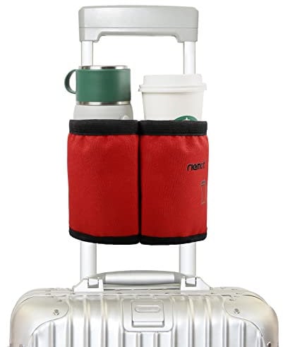 riemot Porte Gobelet de Valise,porte-gobelet de voyage pour bagages - main libre - Espace pour deux tasses à café - Cadeaux pour les agents de bord Accessoires Rouge