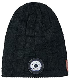 Rehomy Beanie Mütze mit LED-Licht UBS Wiederaufladbare Winter Strickmütze LED Mütze mit Taschenlampe für Radfahren Joggen, Schwarz , One size