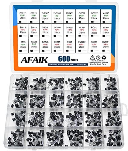 Transistor Kit PNP NPN 24Valeur 600Pcs Transistors BJT A1015 A733 C945 C1815 BC557 2N2907 2N3904 2N3906 2N5401 2N5551 S9012 S9013 S9014 S9015 S9018 BC327 BC337 BC517 BC547 BC548 2N2222 S8050 S8550