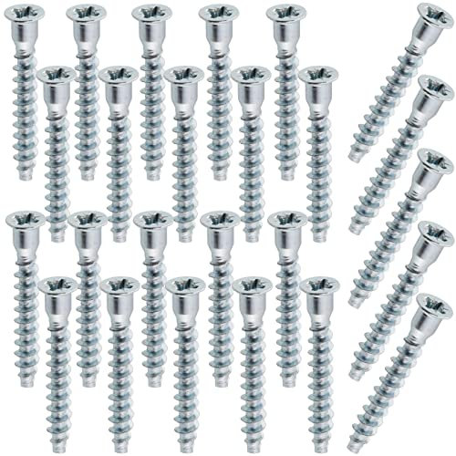 AERZETIX - C65817 - Juego de 25 tornillos euro Ø7x50mm para muebles con cabeza fresada PZ - ensamblaje de madera - armario cómoda alacena estante cama cajón trabajos de carpintería - en acero