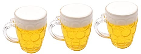 3StüCke Miniatur BiergläSer Simulierte BierkrüGe FüR Kuchen Dekoration Perfekte Vatertagsgeschenk FüR Papa Geburtstagsparty Und Festival-AnläSse Pvc 4x3x3cm Gelb