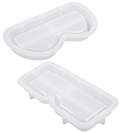 EXCEART Porte-Lunettes en Résine 2 Pièces Miroir Lunettes Moules De sous-Verre en Résine Plateau Carré Moule en Forme De Plaque en Forme De Lunettes Porte-Bijoux Moules pour La Coulée De