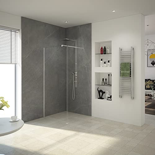 Marwell Seitenwand YORK II 80x190 cm Duschkabine mit hochwertigen Aluminiumprofil in chrom Duschabtrennung lässt sich kombinieren mit YORK II Duschtür Dusche aus Einscheibensicherheitsglas