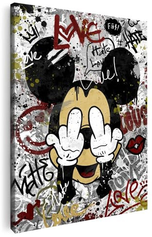 Artmazing | Micky Maus Bild bunt | Mickey Maus Bilder auf Leinwand | Leinwandbilder XXL Wohnzimmer | Bild Micky Maus | Leinwand Micky Maus | Bilder | Bild Leinwand XXL | Mickey Maus Bild Leinwand