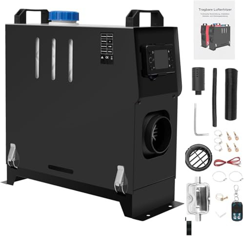 Jacgood Diesel Lufterhitzer 5-8KW 12V, Standheizung Diesel 5000-8000W，Luft Dieselheizung mit Fernschalldämpfer und LCD Anzeige，Air Standheizung für LKW Auto RV Boote Bus. (Schwarz)