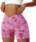 Vertvie Damen Gym Shorts V Cross Stretch Push Up Yoga Shorts Booty Scrunch Fitness Hosen Kurz High Waist Nahtlos Workout Sportshorts Butt Lift Kurze Leggings Sommer (Tie Dye Rosa, S)