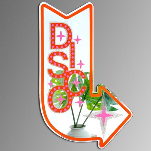 Honoson Acryl-Disco-Spiegel, Wanddekoration, ästhetische Raumdekoration, Disco-Spiegel, 30,5 cm, 60er, 70er, 80er Jahre, inspiriert, flippige Wandkunst für Zuhause, Wohnzimmer, Schlafzimmer