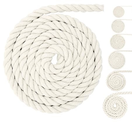 Thick Cotton Rope - White, 12mm, 5M - Soft Rope for Macrame, Home Decoration & Garden Plant Hangers