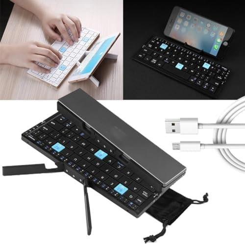 IFFANY Mini Teclado inalámbrico Plegable, Teclado Bluetooth Plegable con Arco, Teclado portátil Recargable, conexión de 3 Dispositivos, conmutación con un Solo Clic