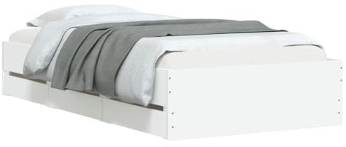 vidaXL Bettgestell, Bettrahmen mit Lattenrost, Bett Gästebett mit Schubladen, Einzelbett Schlafzimmerbett Schlafzimmermöbel, Weiß 75x190cm Holzwerkstoff