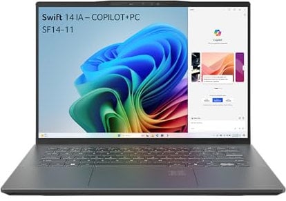 ACER Swift SF14-11-X54K, Ordinateur Portable Copilot IA 14.5'' WQXGA IPS 120Hz (Qualcomm Snapdragon X Plus, RAM 16Go, 1024Go SSD, Qualcomm Adreno, Windows 11 Famille) Clavier AZERTY, Laptop Gris