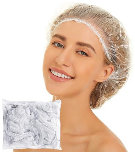 DKDDSSS 100 Pcs Shower Caps Elastic Bath Cap, 40cm Width with Good Quality Elastic, Waterproof Hair Caps Large Shower Cap with Elastic Band, Perfect for Use at Home, Hotel, Spa, and Hair Salon