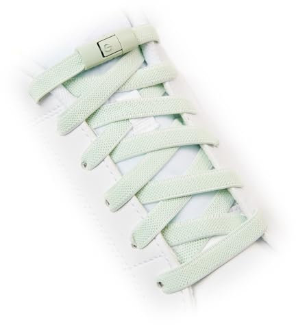 TEEZY No Tie Shoe Laces for Trainers | Premium Elastic Weave & Chrome Buckle | Adult/Kids Tieless Elastic Shoelaces | ORIGINAL (Pale Green)