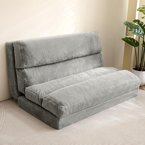 MAXYOYO Sitzsackbett, zusammenklappbares Schlafsofa, Bodenmatratze für Erwachsene, extra Dickes 6-Fach faltbares Bodensofa, Bodencouch für Schlafzimmer, Wohnzimmer, Grau, 75 x 240 cm