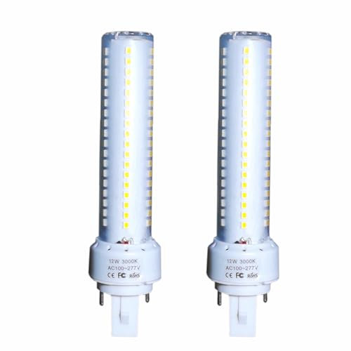 YinzPlus Pack de 2 Ra 90 G24D-1 G24D-2 G24D-3 LED Bombilla 5,75 pulgadas 12 Watt Caliente Blanco 3000K 1200 Lúmenes Enchufar 2 Clavija PLC Lámpara LED Bombilla Compacta G24 LED Tubo Luz