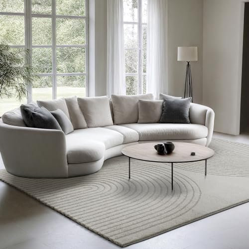 the carpet Elisa moderner Wohnzimmer Teppich, geometrisches Design, hohe Flordichte und angenehm weich, Grau, 140 x 200 cm