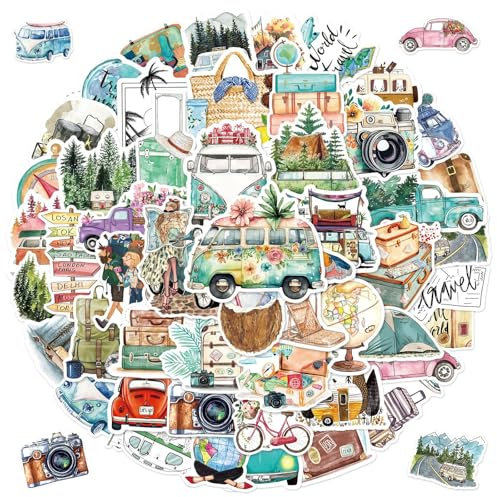 HUTRADE 50 piece Travel Stickers Set, einfach zu verwenden und langlebig, perfekt für Laptops, Handyhüllen, Scrapbooking-Aufkleber, Fotoalbum-Aufkleber
