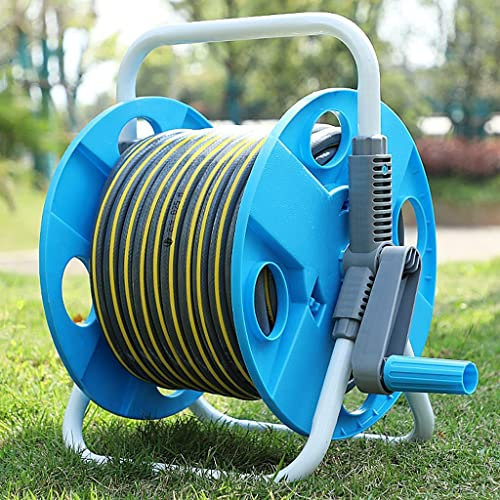 Enrouleur de tuyau d'arrosage avec connecteurs rapides et tuyau réglable – Enrouleur de tuyau d'arrosage portable pour plantation d'eau