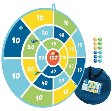 alldoro 60061 XXL Dart-Scheibe, 1x Pop-up-Darts, 12x Klettbälle, 1x Tragetasche, bunt, Ø 142 cm, für Kinder ab 3 Jahren