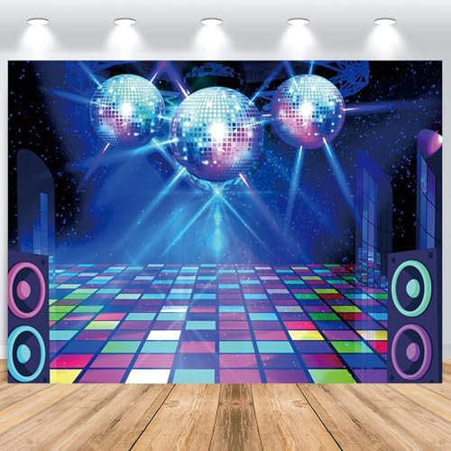 ASDCXZ Disco Party Fotohintergrund 3x2m, Retro Tanzen Party 70er 80er 90er Thema Musik Bühne Fotowand Hintergrund Disco Bühne Geburtstag Ball Party Dekor Fotografie Hintergrund Studio Requisiten
