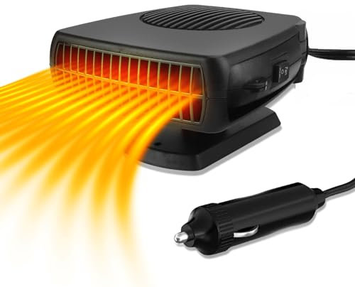 Qidoe Chauffage De Voiture 12V: Radiateur Soufflant Voiture Portable 12 Volt Chauffage De Ventilateur Voiture avec Allume-cigare Chauffage De Pare-Brise pour Voiture, Caravane, Camion, Bateau