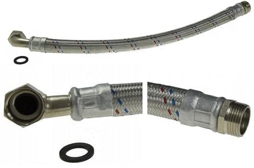 Panzerschlauch Stahlflex Wasserschlauch 50cm 1 x 1 für Hauswasserwerk, Solar, Heizung, Klima, Pumpe Hauswasserwerke Druckkessel 0,5m