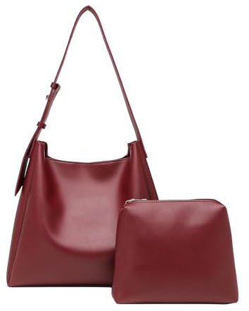 CUNGGI Tote Tasche für Damen, Retro PU Leder Crossbody Schulterhandtasche Handtaschen Große Hobo Umhängetasche mit Taschen (Rot)