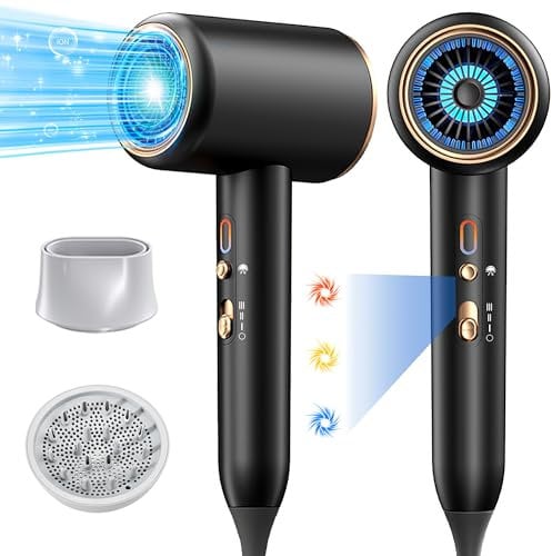 JANOLTY Föhn,Fön,Haartrockner Ionen mit Diffusor - Konzentrator-Düse | 2400W Turbo-Ultra-Leise-Motor | 2 Heiz - 3 Geschwindigkeitsstufen | Hair Dryer mit Schnelle Aufheizung - Konstante Temperatur