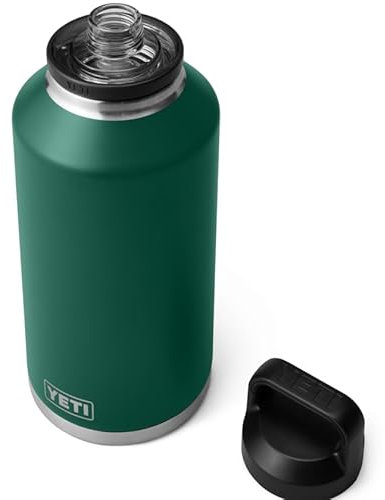 YETI Rambler Bottle Chug, Vaccum Insulated Stainless Steel Bottle with Leakproof Chug Cap, Black Forest Green, 64 oz (1.9 L)