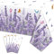 Lavendel-Tischdecken, rechteckig, Violette Blume, Tischdecken für Frühlingstee, Tee, Lila, Schmetterling, Lavendel, Party-Dekorationen, 130 x 220 cm, 4 Stück