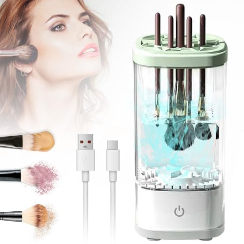 Automatic Makeup Brush Cleaner Machine, 2024 New Makeup Brush Cleaner Machine, with USB Cable, Perfect Design Suitable for All Make Up Brushes Makeup Brush Cleaner Gospel for Makeup Lovers (White)