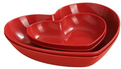 5/10 piatti rossi a forma di cuore, piatti a forma di cuore, piatti di frutta dell'amore, piatti da cena, piatti da dessert e insalata (2 pezzi S e 2 dischi L)