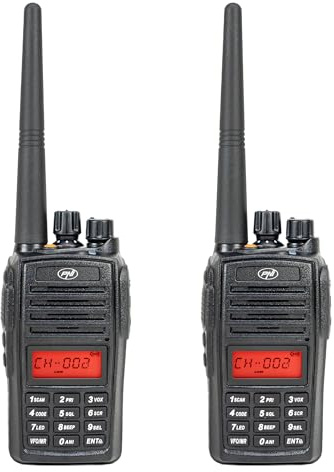 Kit mit 2 tragbaren Radiosendern PNI PMR R18, 446 MHz, 0,5 W, 128 Kanäle, 16 PMR- und 50 CTCSS- und 104 DCS-Töne, UKW-Radio, programmierbar, wasserdicht IP67