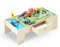 VEVOR Holz Aktivitätstisch, 62-teilig, Kindertisch mit großer Schublade, 3-in-1-Eisenbahnset zum Spielen, Malen, Lesen, Essen, kreatives Spielzeugset für Kinder ab 3 Jahren