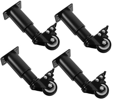 Lot de 4 pieds de table basse réglables en métal avec roulettes