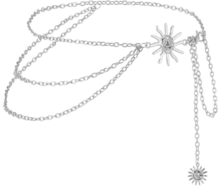 Milakoo Chaîne de Taille Multi-couches Ceinture Corps Métal Ventre Chaînes Femmes Réglable Couche Bijoux Ceinture Jeans pour Robes Jeans Pantalon