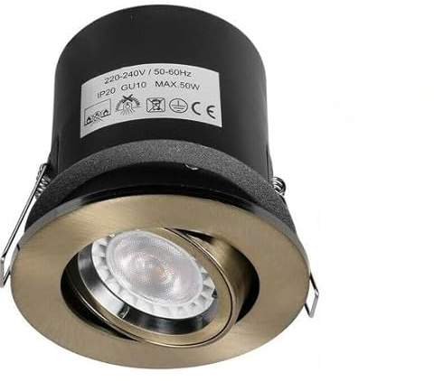 UEP - Adjustable Fire Rated Downlight, Tilt Function, GU10, Antique Brass Finish Pack of 4