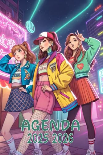 Agenda 2025-2026: Scolaire k-pop | Journalier (une page par jour) | Septembre à Juillet | 14,8 x 21 cm | Collège et Lycée et primaire | anime et Corée, Korean Pop | garçon et fille.