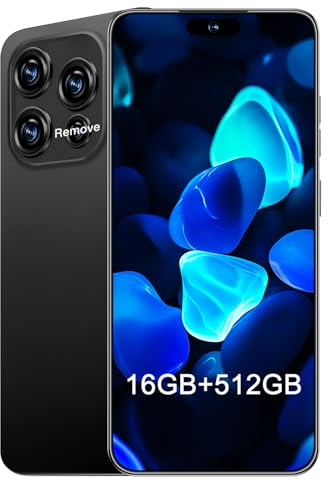 QPWOEIB 16PM 5G telefono cellulare, smartphone sbloccato 16 GB + 512 GB/display 7 pollici/fotocamera 68 MP+108 MP/batteria 7000 mAh super resistenza, doppia scheda SIM/sblocco facciale/GPS (nero)