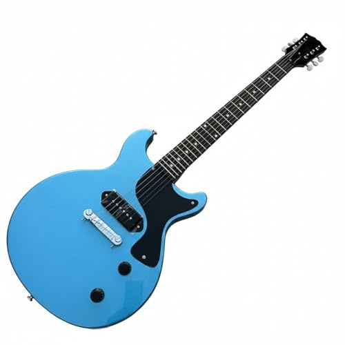 E-Gitarre, massiver Mahagonikorpus, Palisandergriffbrett, einzelner P90-Tonabnehmer, Metallicblau, Double Cutaway