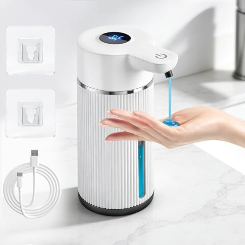420ml Dispensador Jabon Automatico Liquide Pared con LCD Display - Blanco