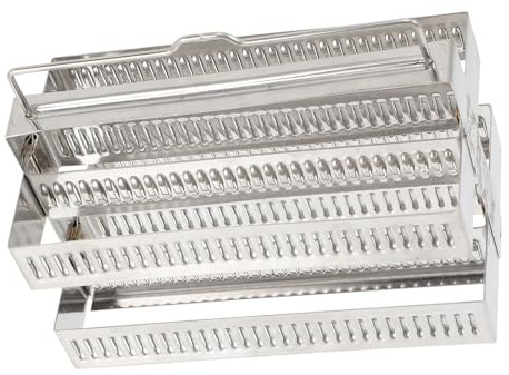 TOYZFRIENDY Microscope Slides Holder Rack Simple Design with 60 Positions Stainless Steel for Staining Slide Storage Biology Accessories for Laboratory Use